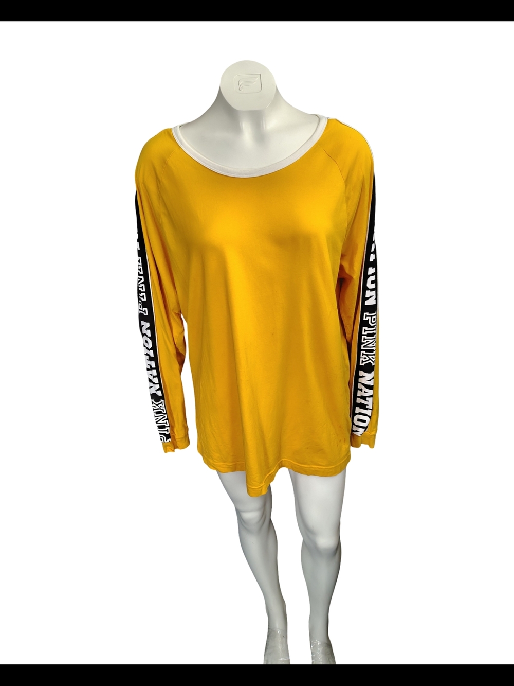 PINK Victoria's Secret Yellow Long-Sleeve Crewneck Top Y2K